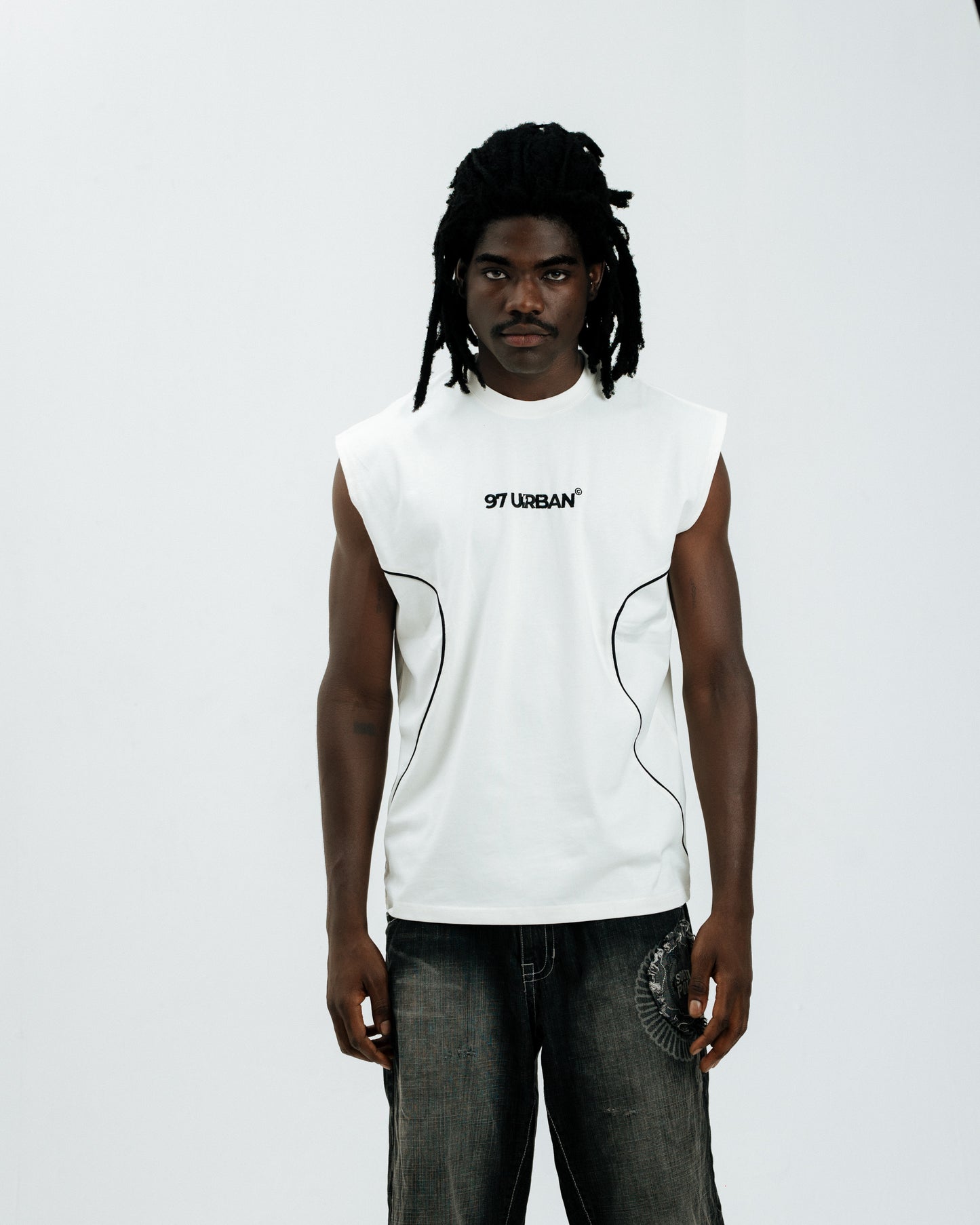 97 URBAN CURVED CREAM TANK TOP