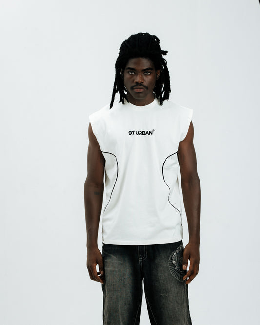 97 URBAN CURVED CREAM TANK TOP